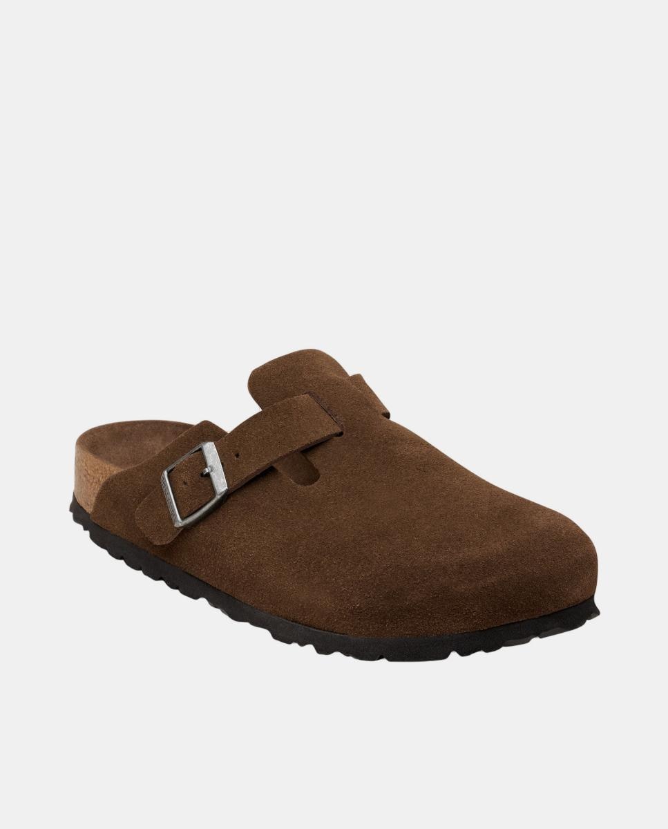Zueco de mujer en ante y plantilla blanda - Birkenstock - Marrón oscuro Marrón oscuro-3