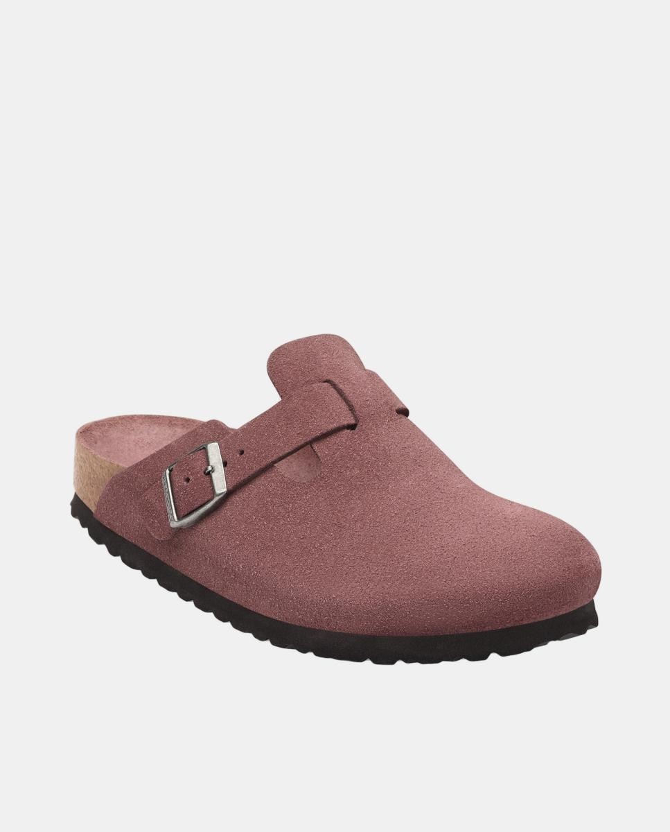 Imagen 2 de Zueco de mujer en ante y plantilla blanda - Birkenstock - Rojo Granate Rojo Granate