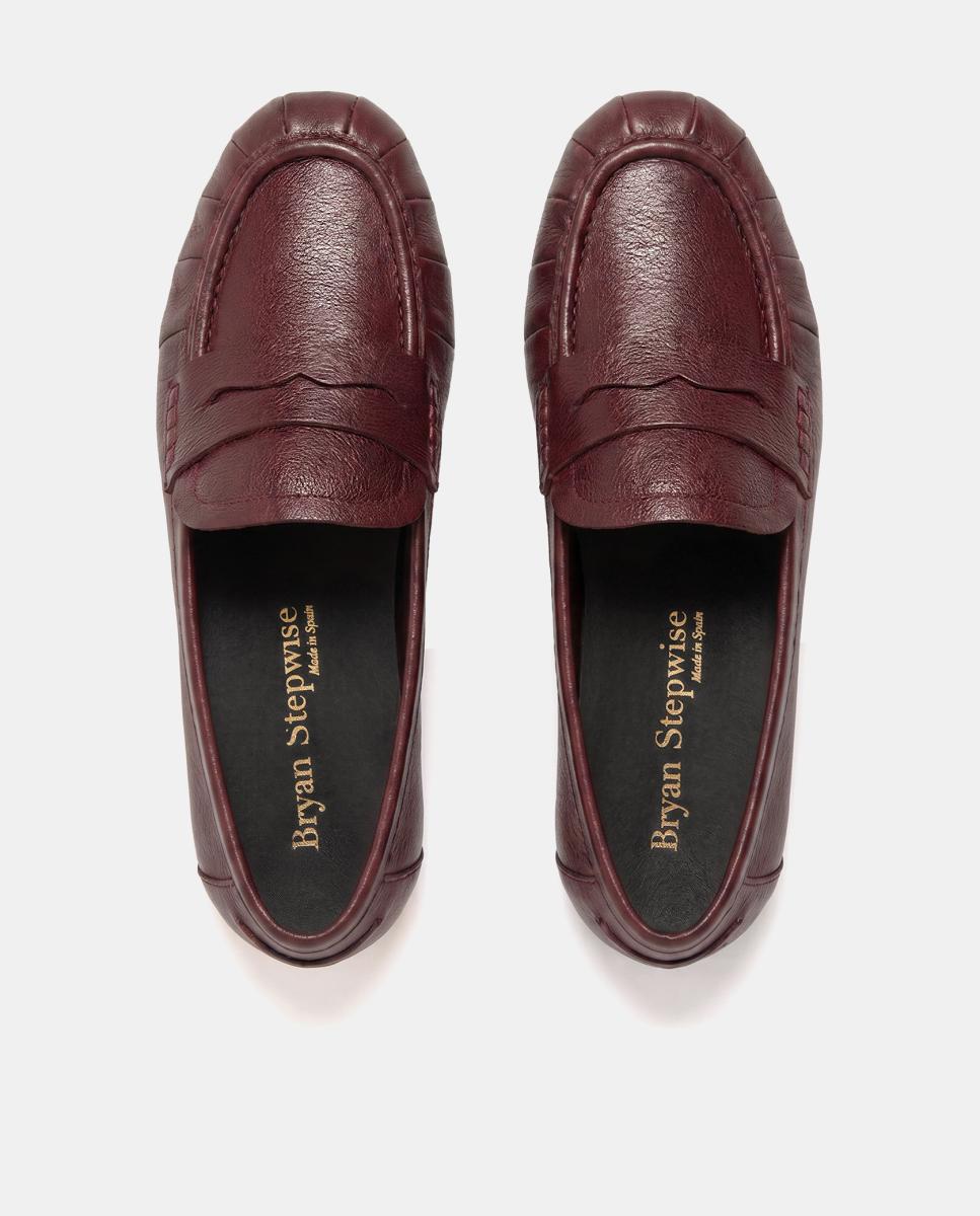 Mocassins Básicos em Pele Vermelho-escuro-3