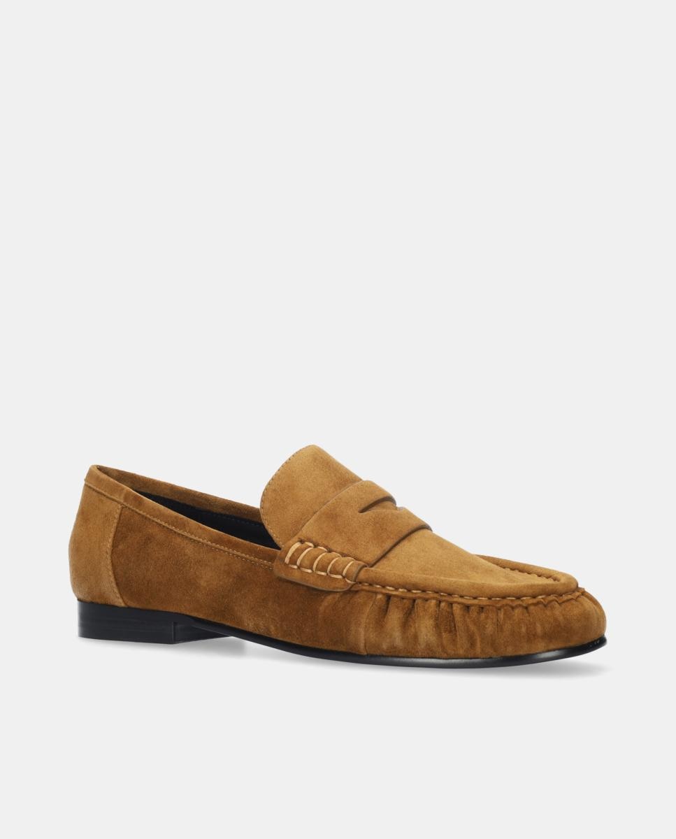 Mocassins de Camurça Rasos Castanho-2
