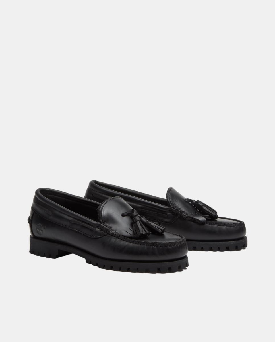 Mocassins com Borlas Authentic em Pele Preto-4