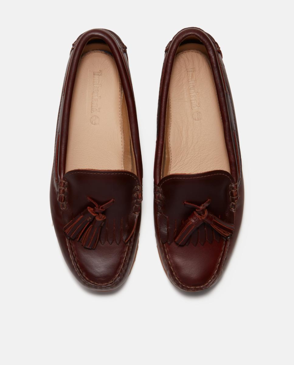 Mocassins com Borlas Authentic em Pele Castanho-3