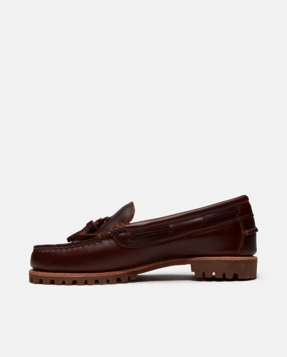 Mocassins com Borlas Authentic em Pele Castanho-7