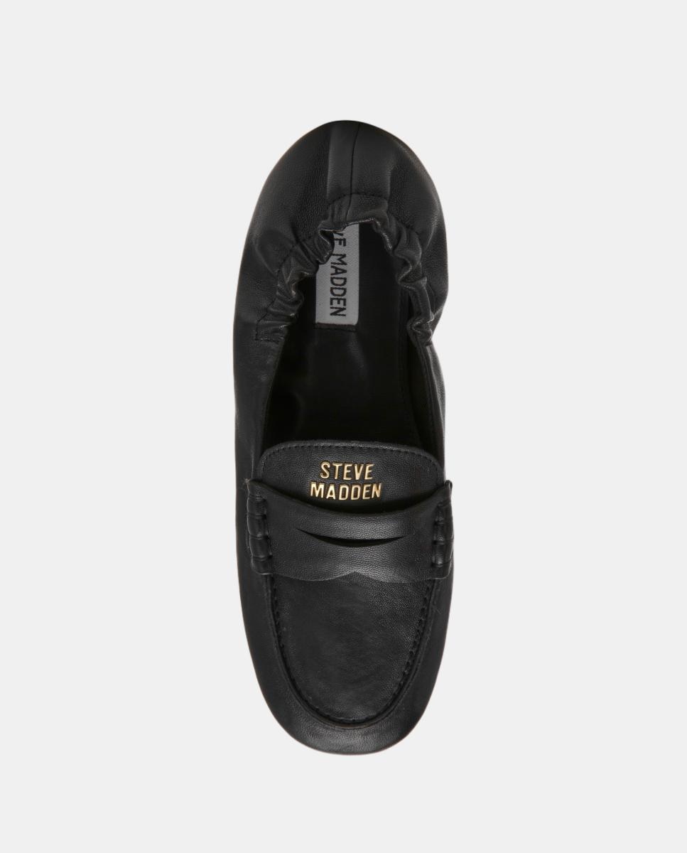 Mocasín slipper newbury mujer de piel y fruncido - Steve Madden - Negro Negro-6