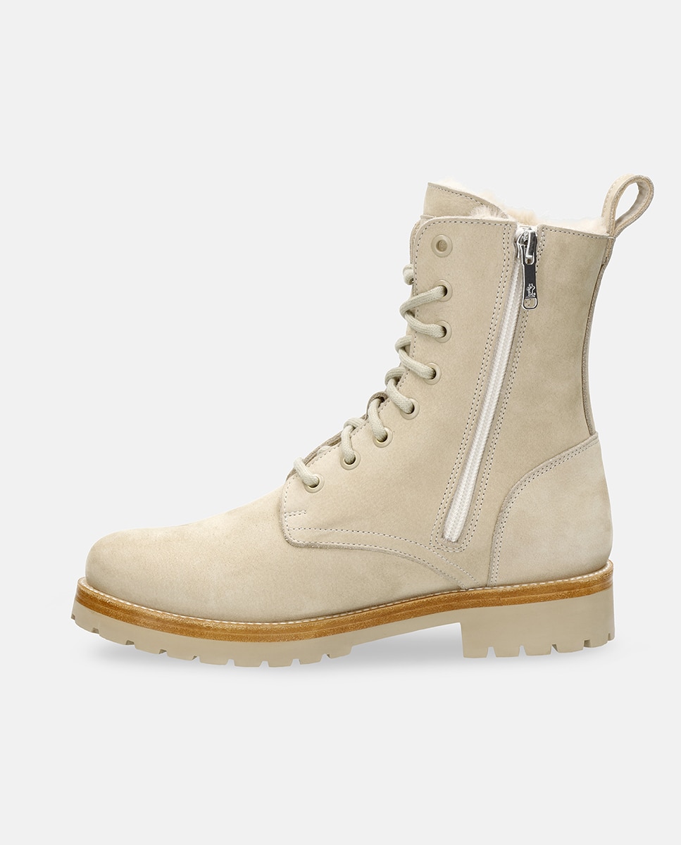 Botins Frisia com Forro Interior de Pelo e em Pele Waterproof Cru-5