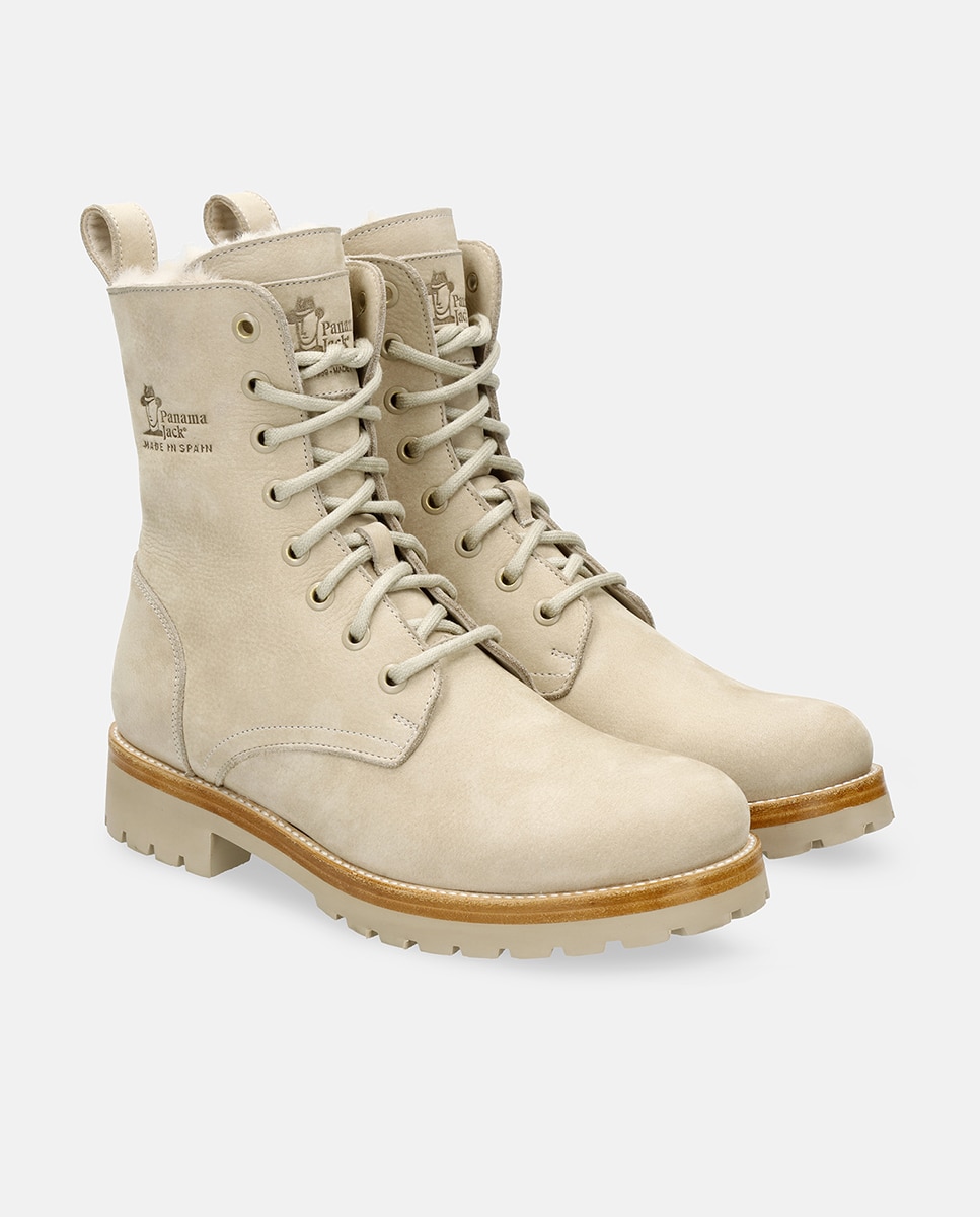 Botins Frisia com Forro Interior de Pelo e em Pele Waterproof Cru-7