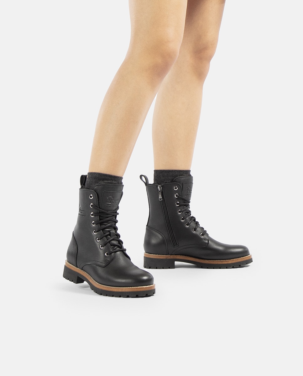 Botins Frisia com Forro Interior de Pelo e em Pele Waterproof Preto-2