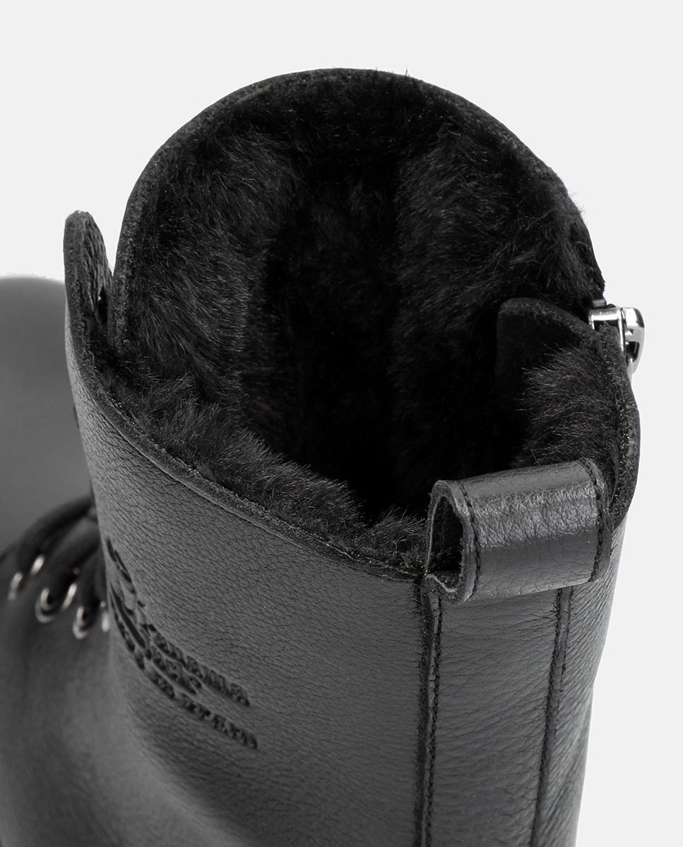 Botins Frisia com Forro Interior de Pelo e em Pele Waterproof Preto-6