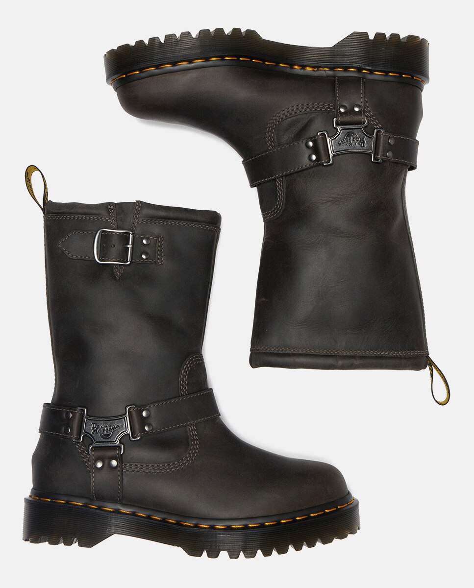 Botas Altas Anistone Hi em Pele Cinzento-4