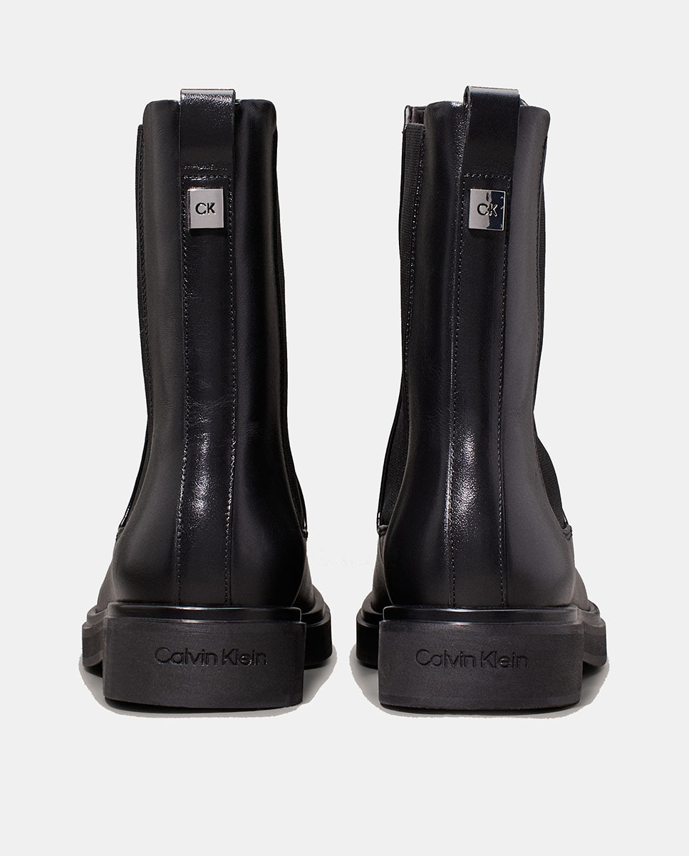 Botins Tipo Chelsea em Pele Preto-3