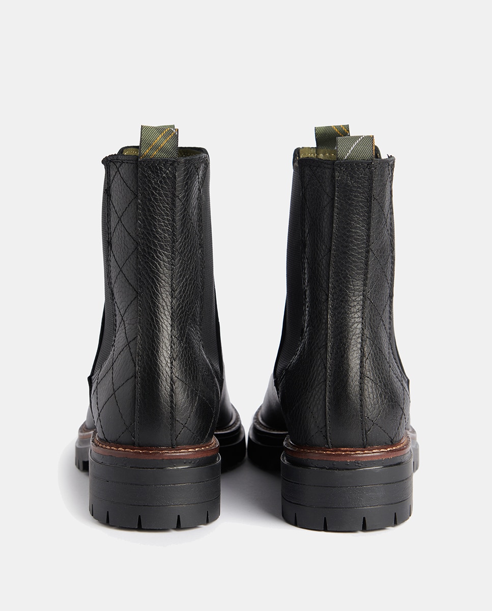 Botins Rasos Chelsea em Pele Preto-2