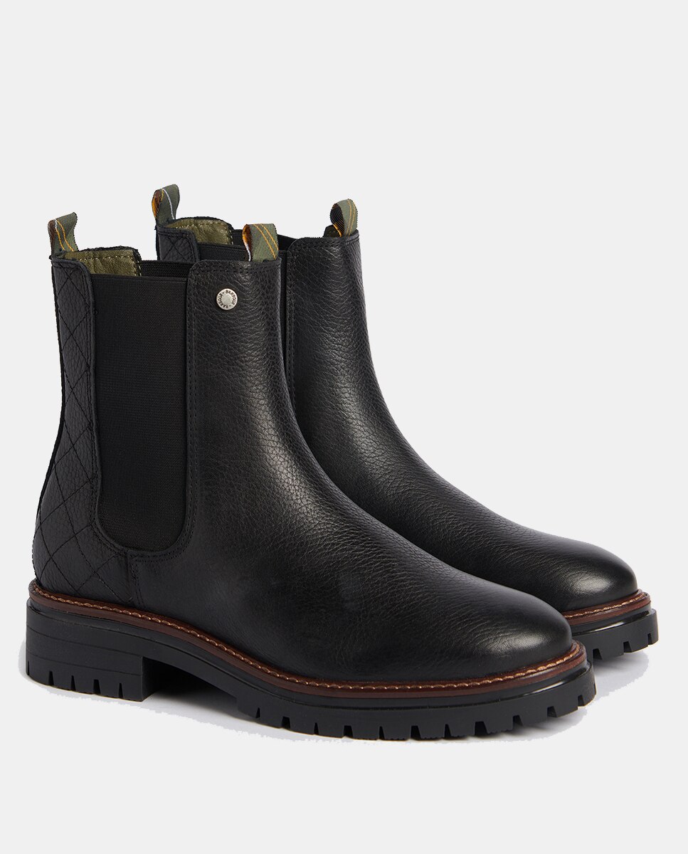 Botins Rasos Chelsea em Pele Preto-4