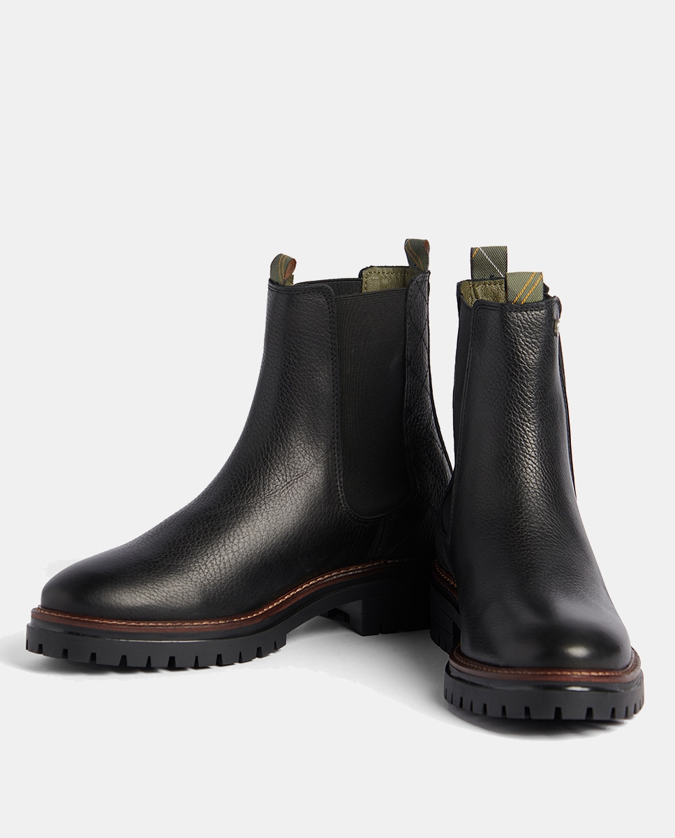 Botins Rasos Chelsea em Pele Preto-5
