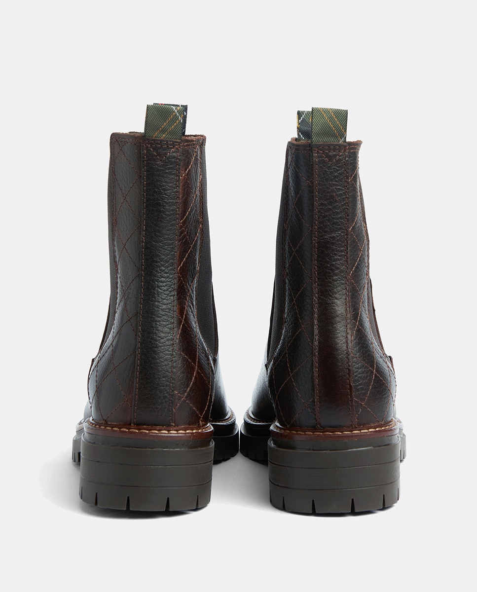 Botins Rasos Chelsea em Pele Castanho-escuro-4