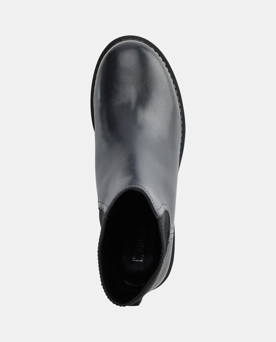 Botins Tipo Chelsea em Pele Preto-3