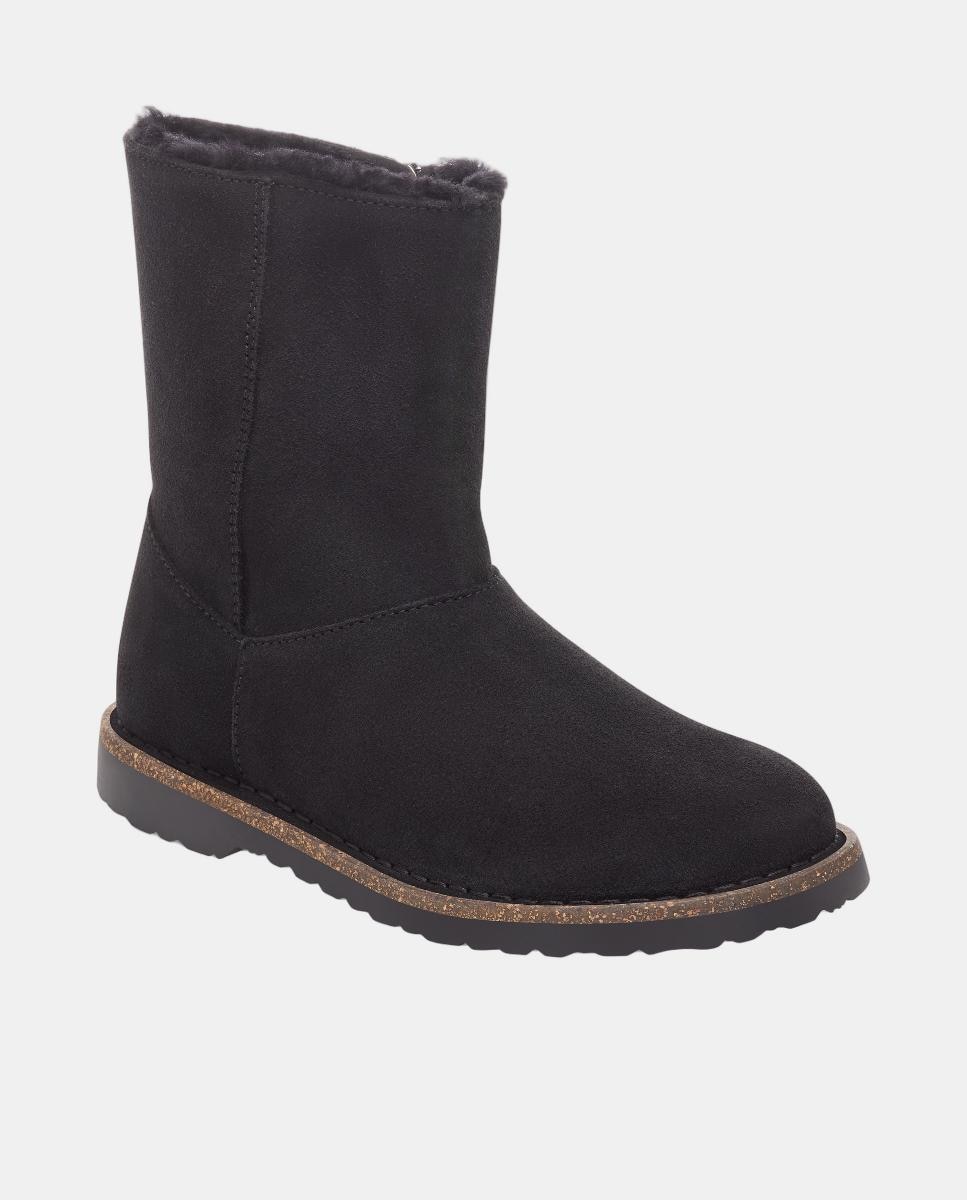 Botas de Camurça e Lã de Borrego com Fecho de Correr Preto-2