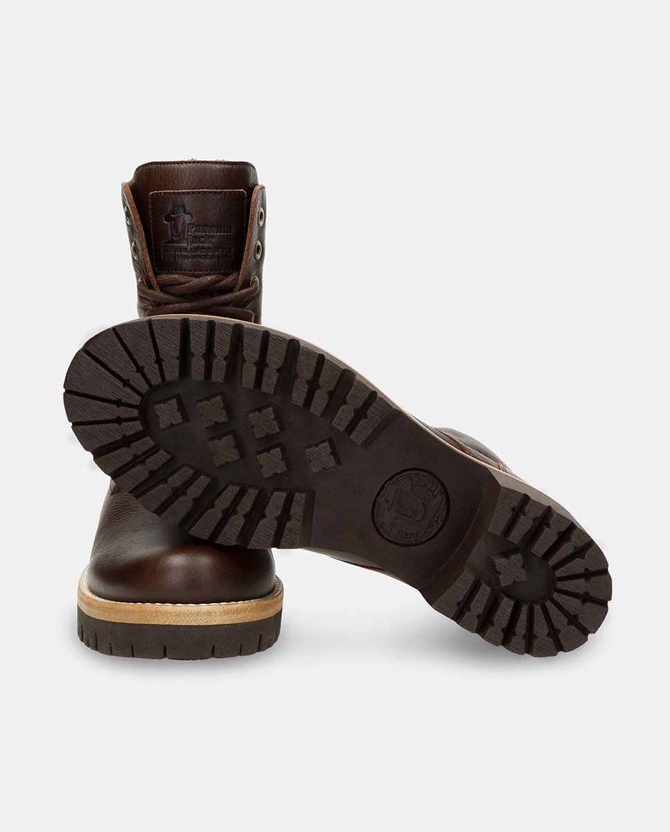 Botas em Pele e com Forro de Pelo Sintético Castanho-3
