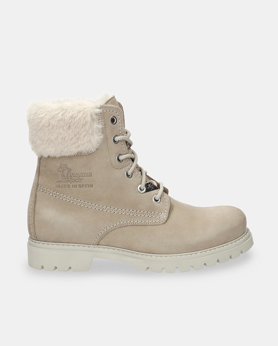 Botas em Pele e com Forro de Pelo Sintético Natural-1