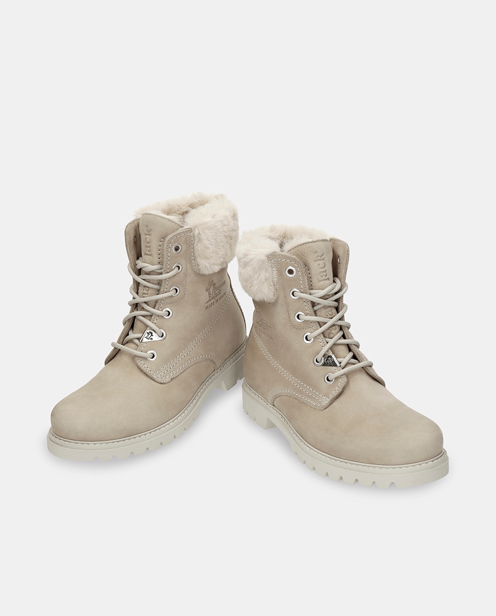 Botas em Pele e com Forro de Pelo Sintético Natural-2