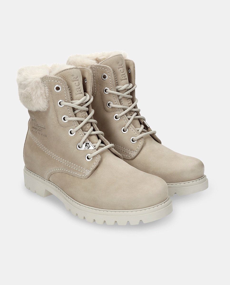 Botas em Pele e com Forro de Pelo Sintético Natural-4