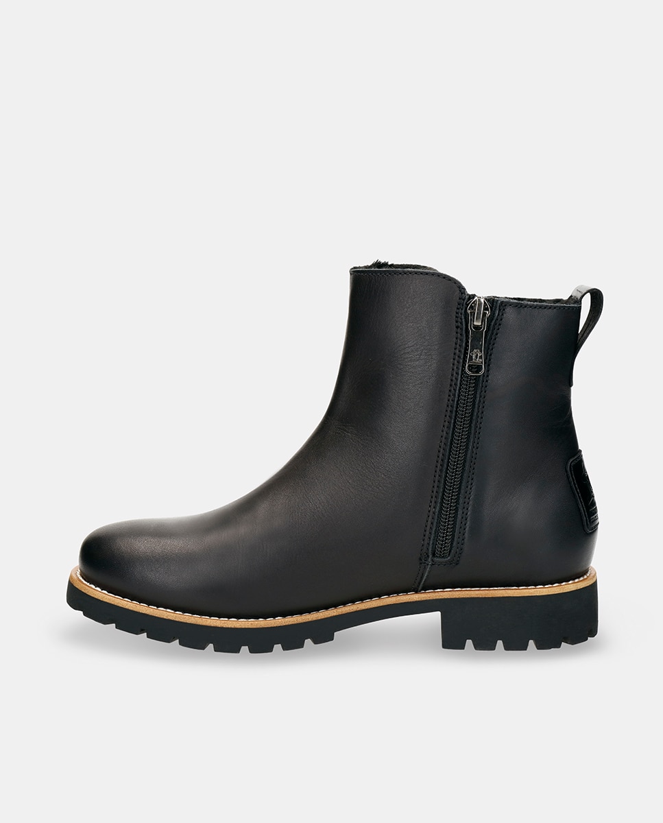 Botas em Pele e com Forro de Pelo Sintético Preto-5