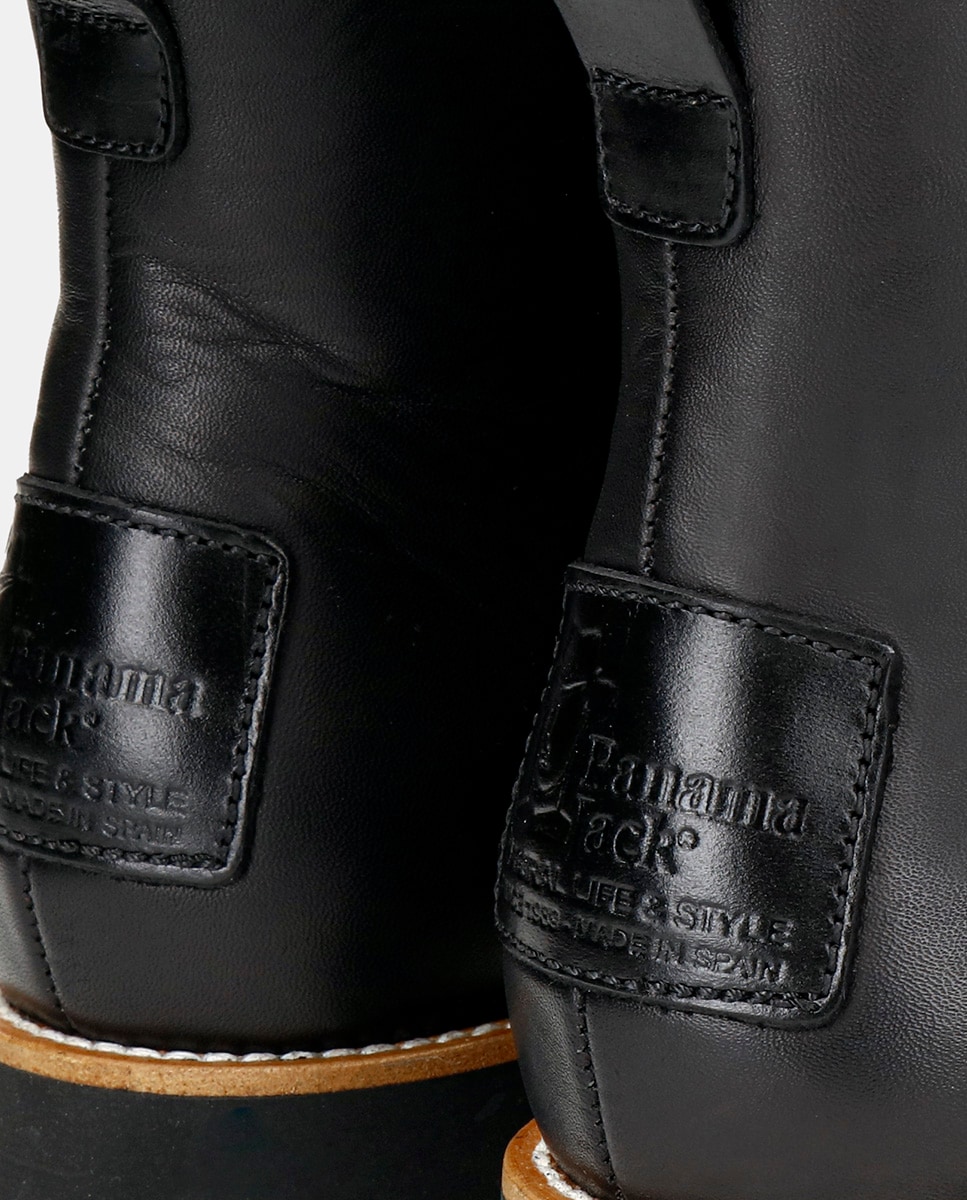 Botas em Pele e com Forro de Pelo Sintético Preto-6