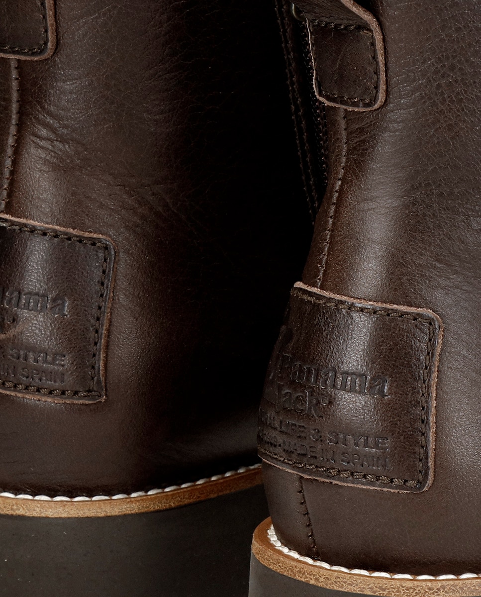 Botas em Pele e com Forro de Pelo Sintético Castanho-escuro-6