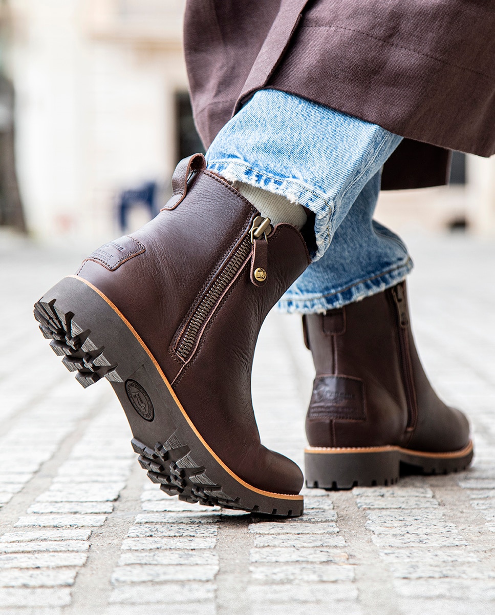 Botas em Pele e com Forro de Pelo Sintético Castanho-escuro-9