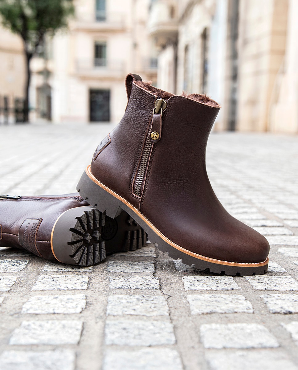 Botas em Pele e com Forro de Pelo Sintético Castanho-escuro-10