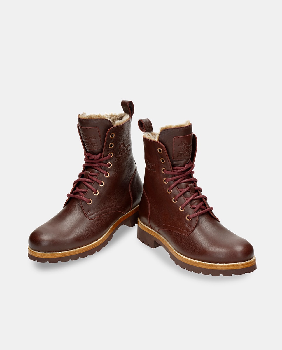 Botas em Pele e com Forro de Pelo Sintético Vermelho/Grená-2