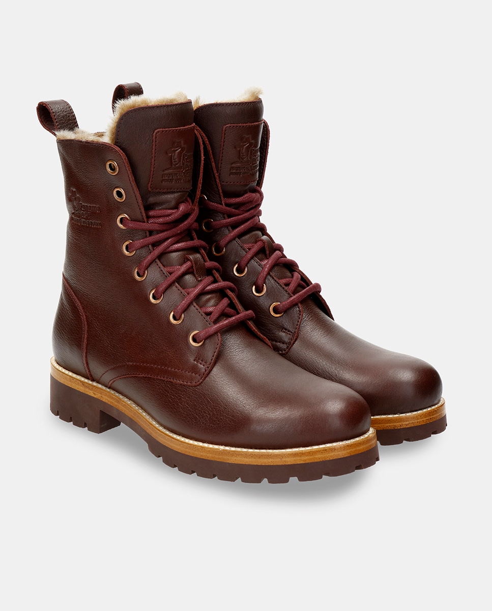 Botas em Pele e com Forro de Pelo Sintético Vermelho/Grená-4