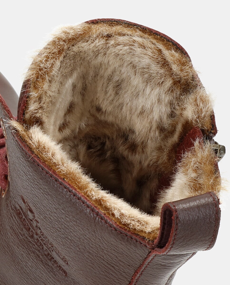 Botas em Pele e com Forro de Pelo Sintético Vermelho/Grená-6