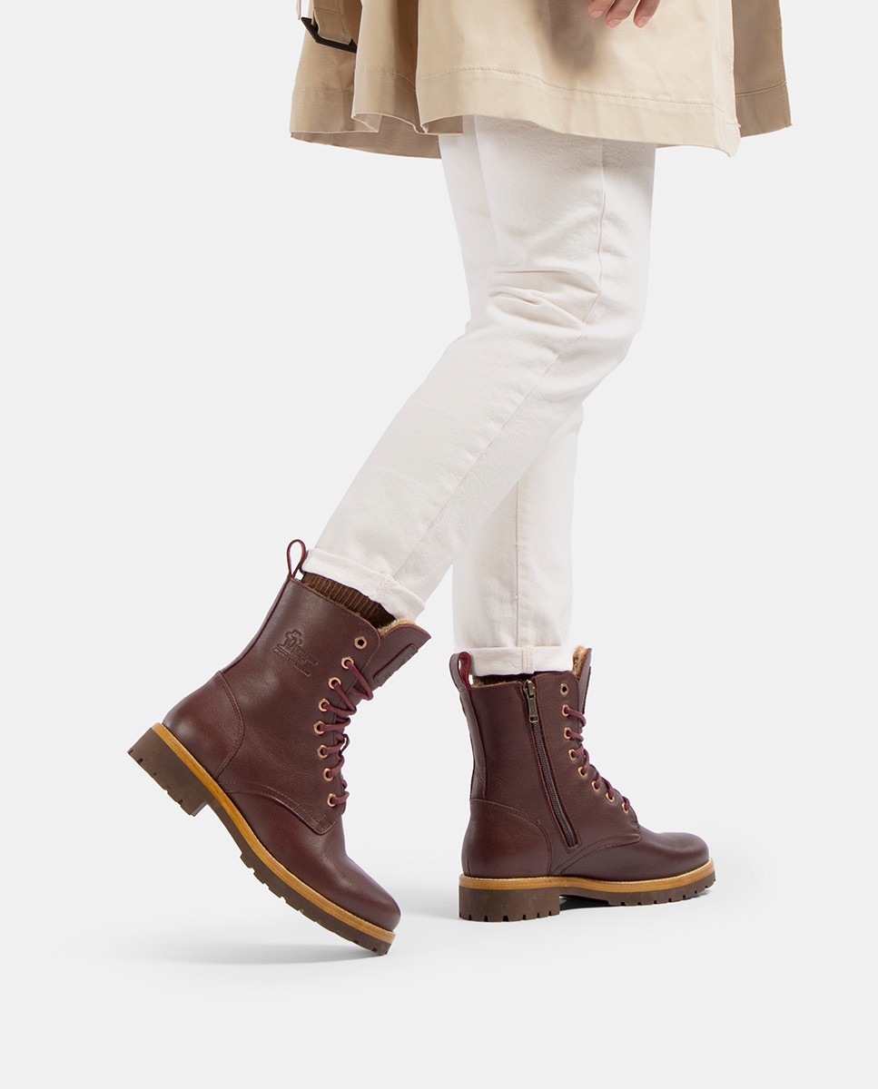 Botas em Pele e com Forro de Pelo Sintético Vermelho/Grená-7