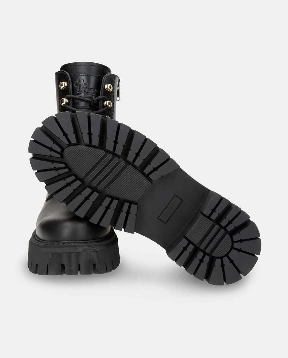 Botas em Pele e com Forro de Pelo Sintético Preto-3