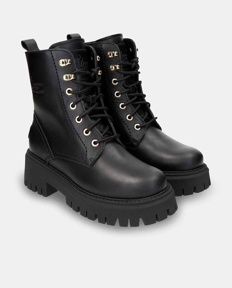 Botas em Pele e com Forro de Pelo Sintético Preto-4