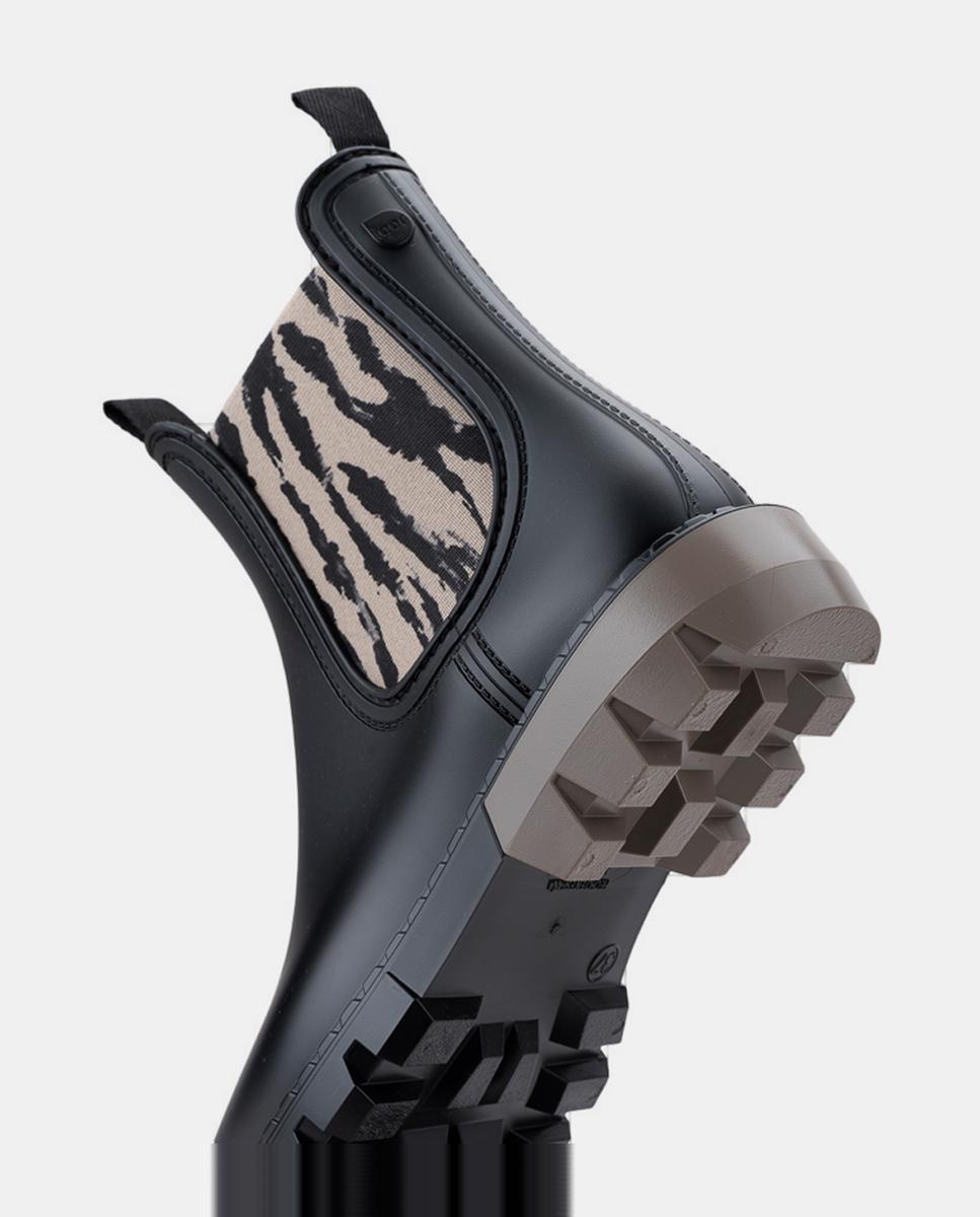 Galochas Tipo Botins com Sola Track e Puxadores com Elástico Zebra - Preto Preto-3