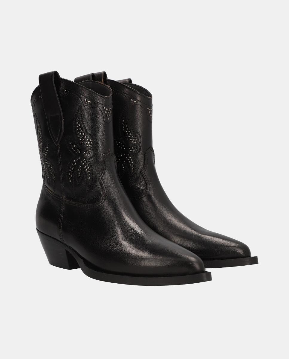 Botins em Pele com Sola Couro Lite e Fecho de Correr Preto-2