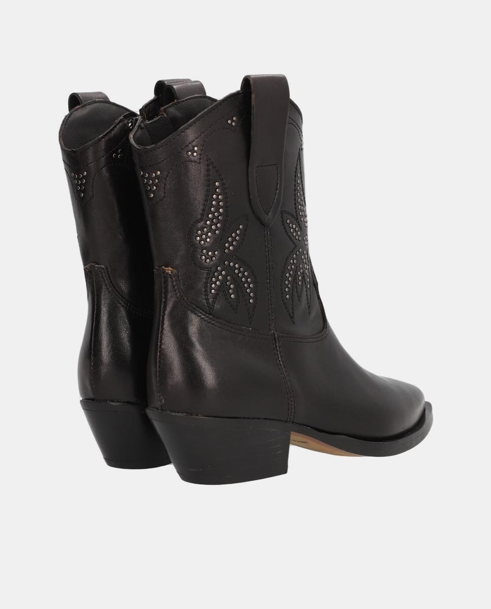 Botins em Pele com Sola Couro Lite e Fecho de Correr Preto-3