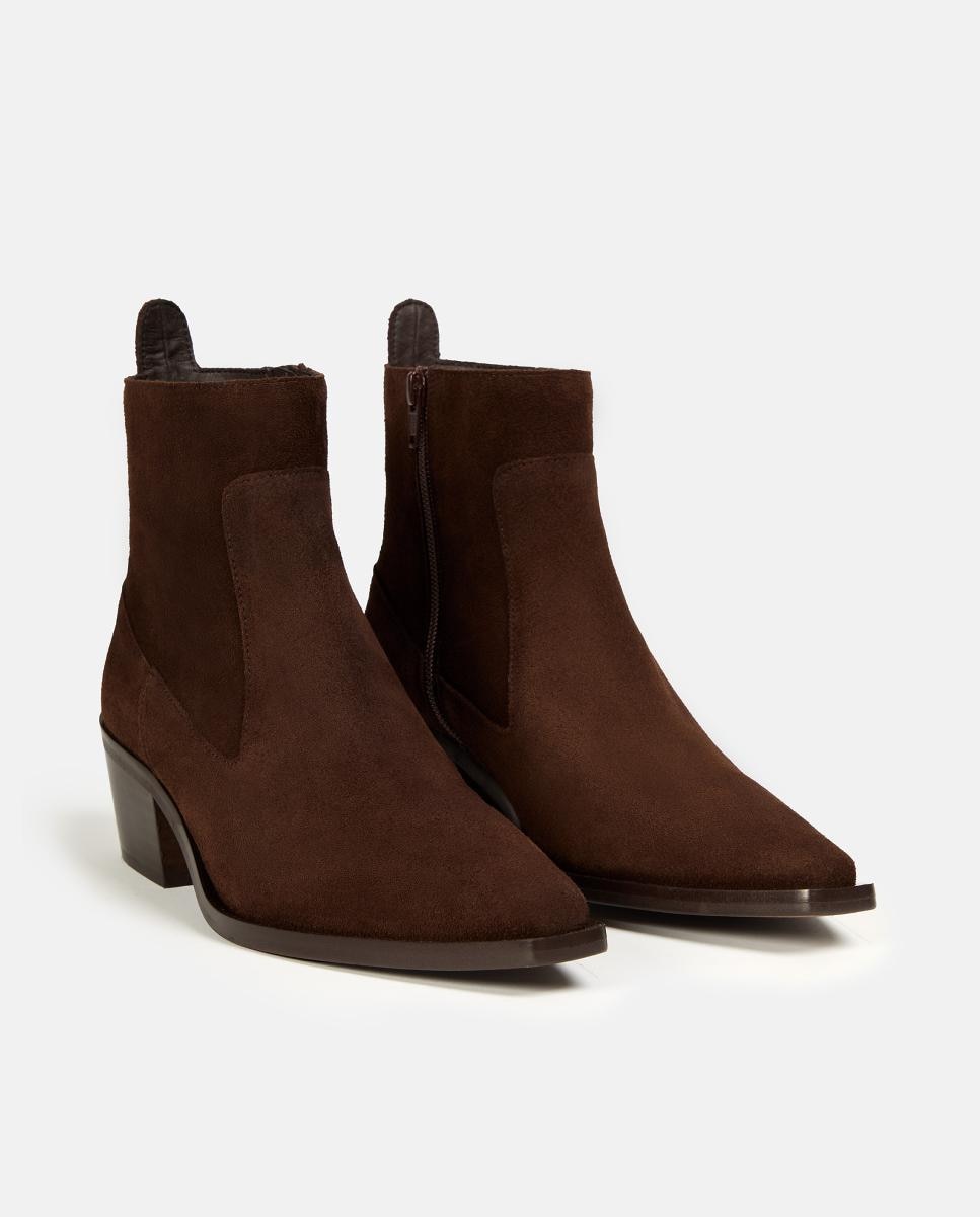 Botins Tipo Cowboy em Pele Castanho-2