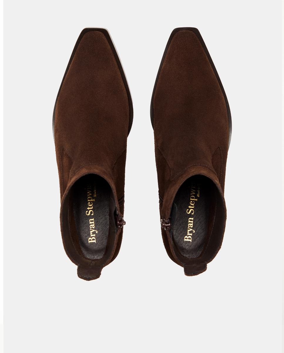 Botins Tipo Cowboy em Pele Castanho-4