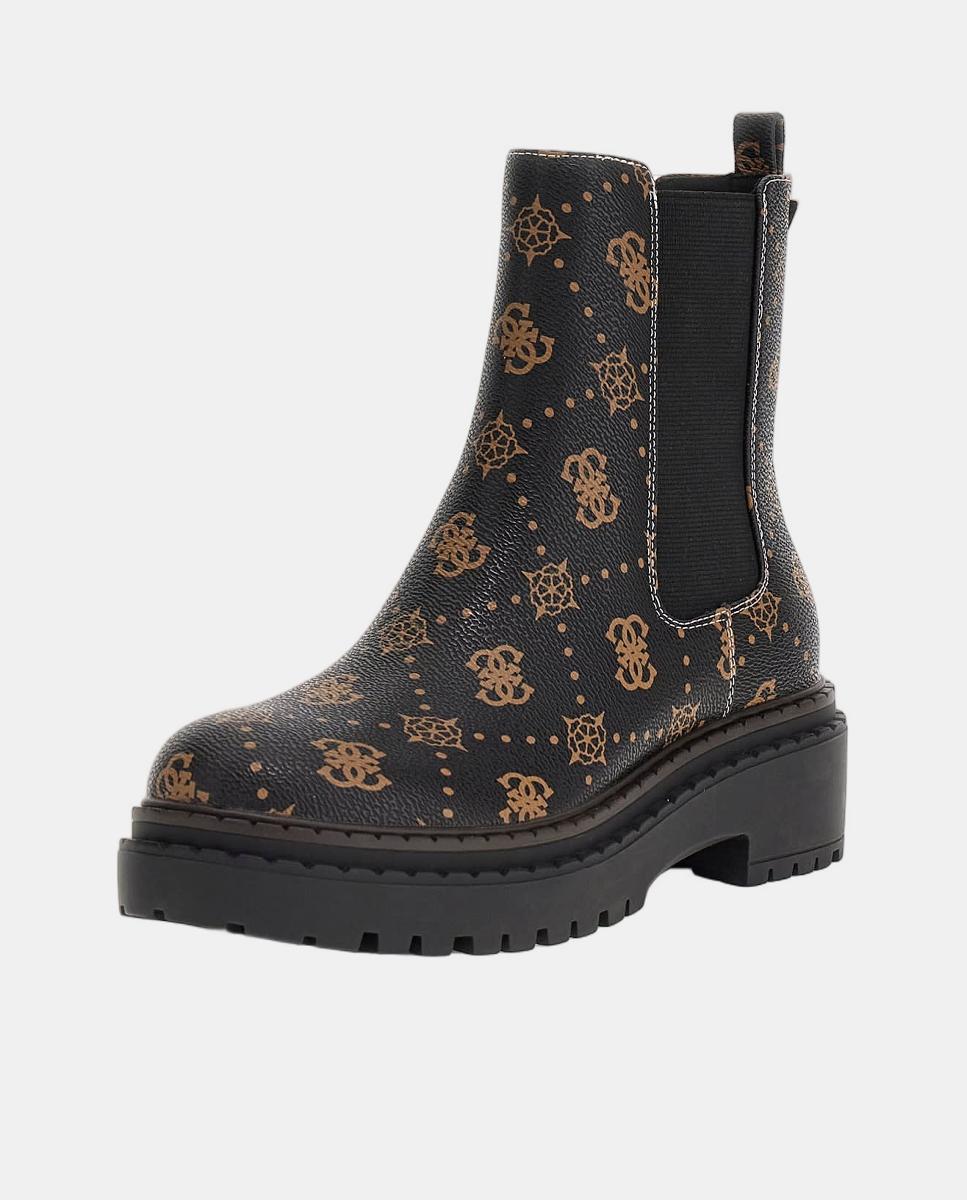 Botins Leanna em Pele com Salto Quadrado Preto-2