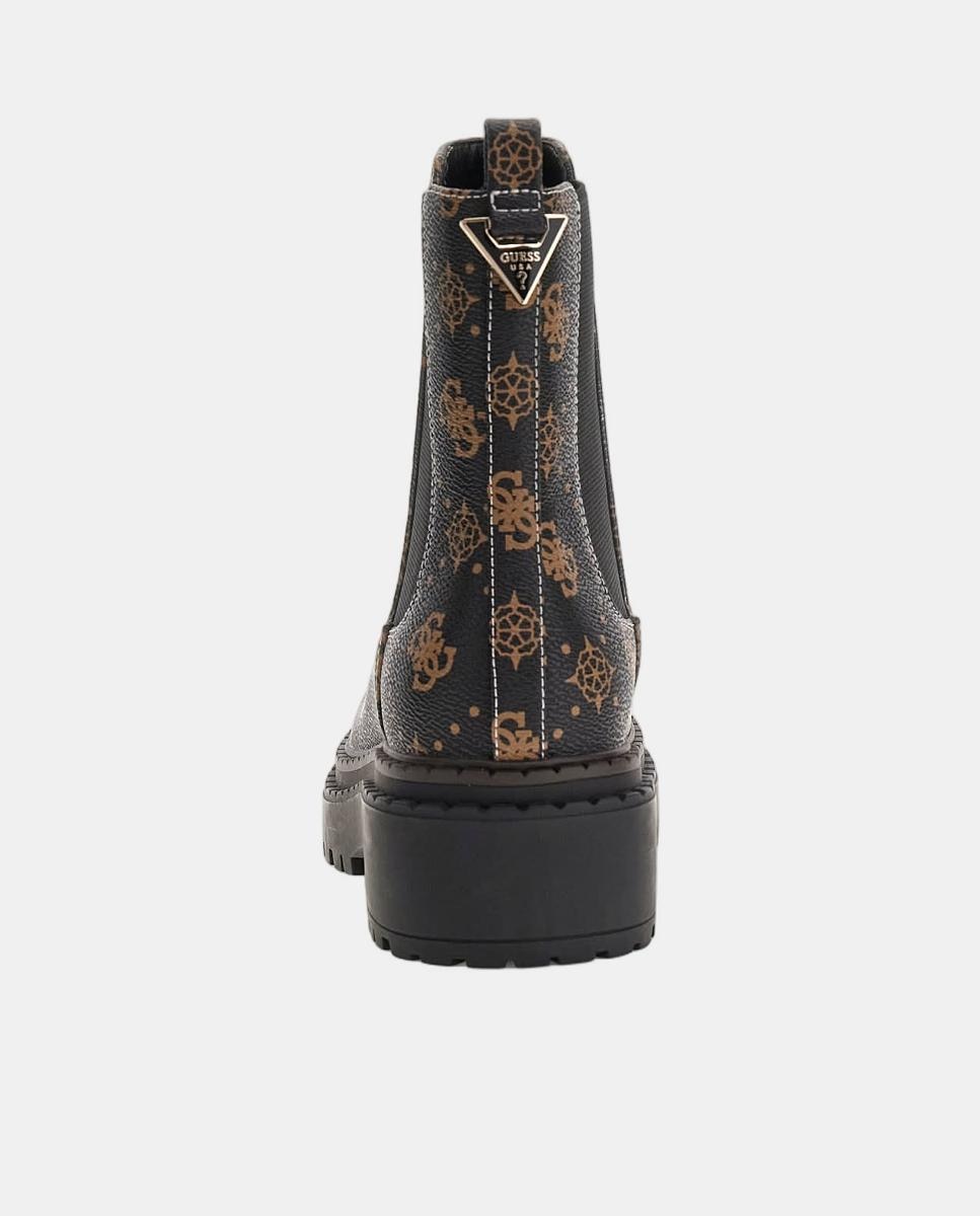 Botins Leanna em Pele com Salto Quadrado Preto-3