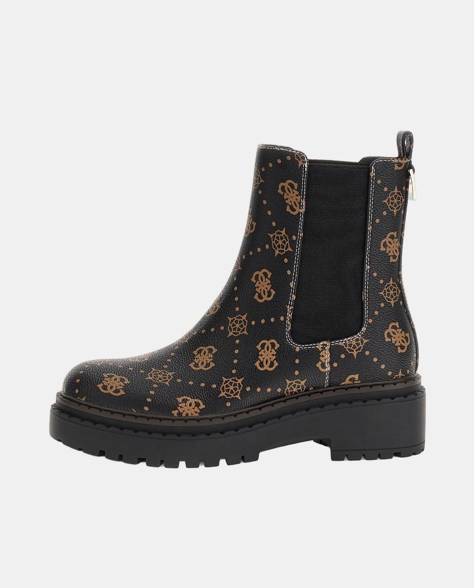 Botins Leanna em Pele com Salto Quadrado Preto-4