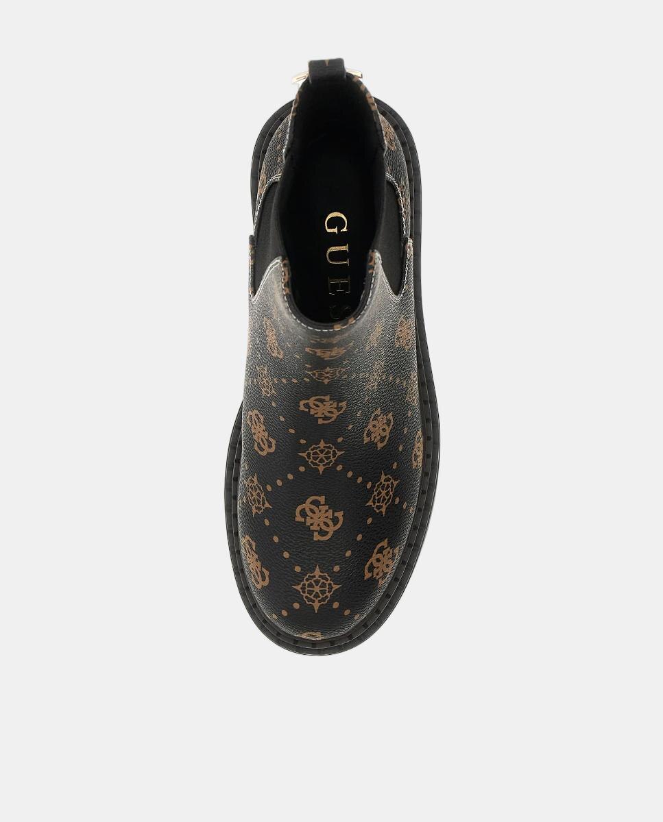 Botins Leanna em Pele com Salto Quadrado Preto-5