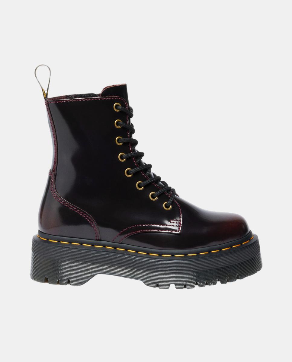 Botas em Pele com Plataforma Jadon Vermelho-escuro-1