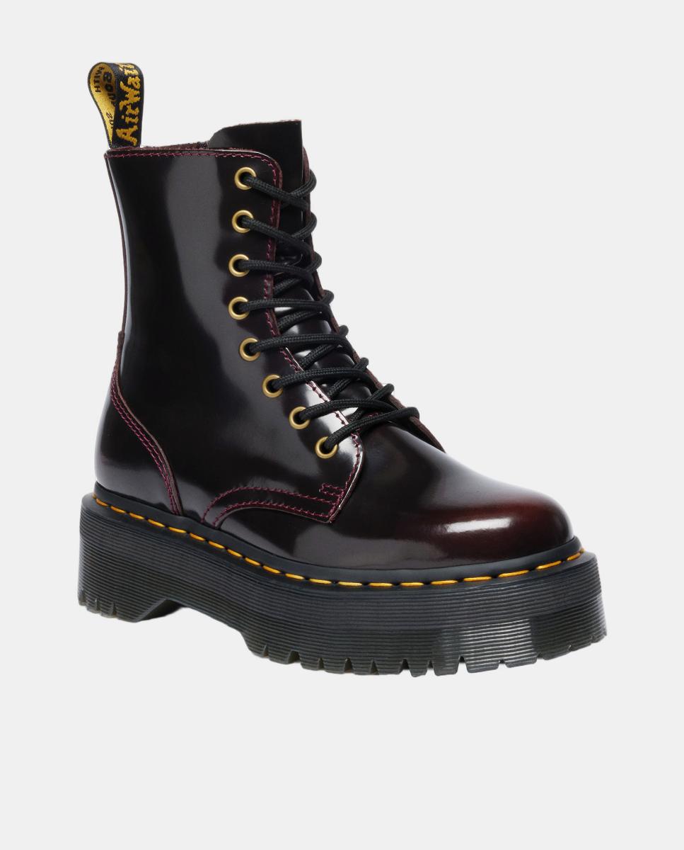 Botas em Pele com Plataforma Jadon Vermelho-escuro-2