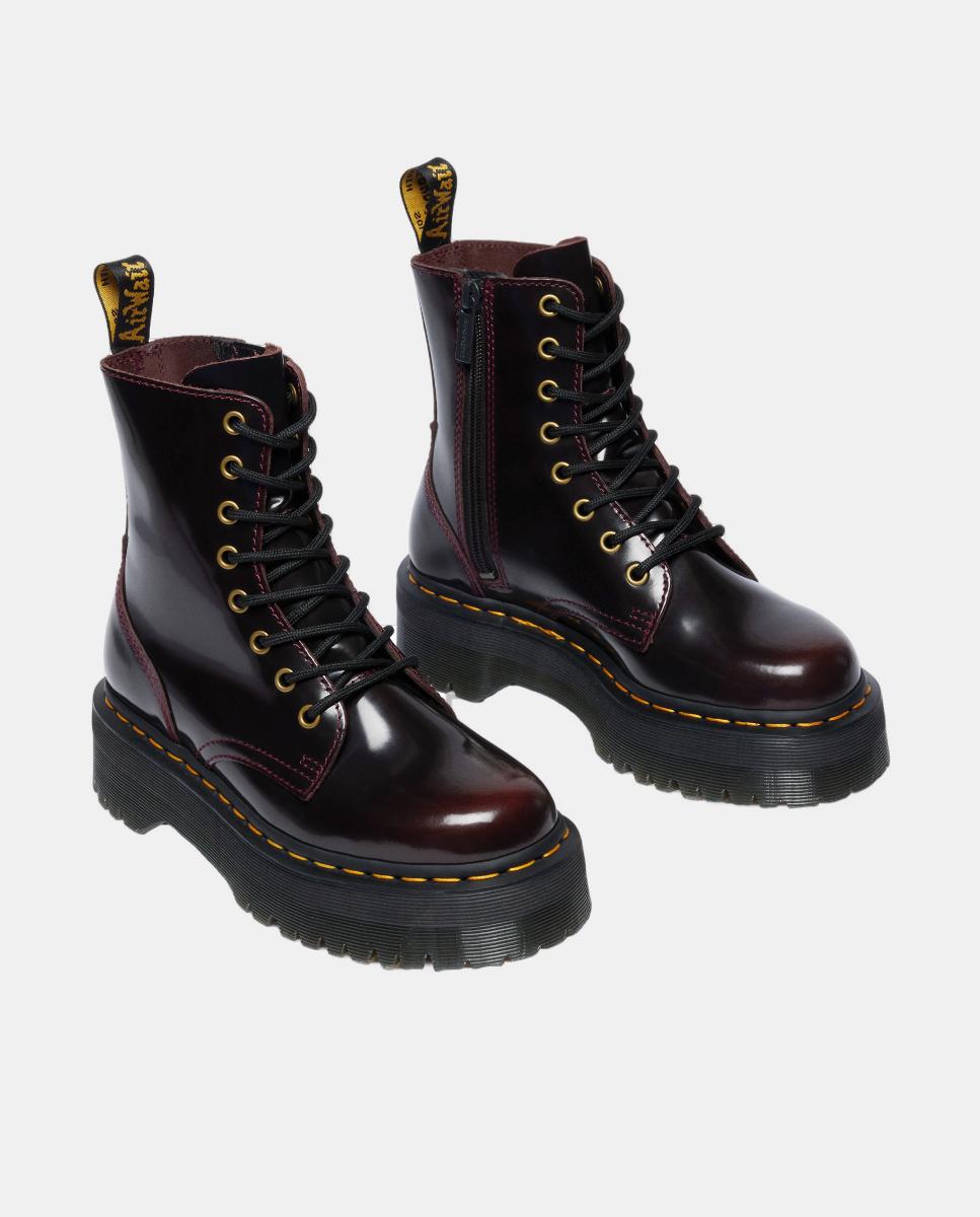 Botas em Pele com Plataforma Jadon Vermelho-escuro-3