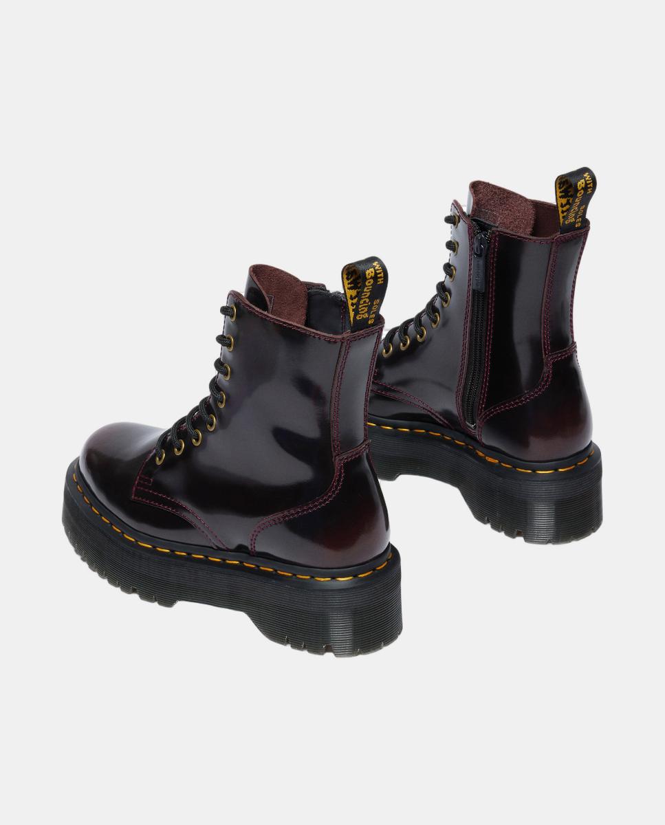 Botas em Pele com Plataforma Jadon Vermelho-escuro-4