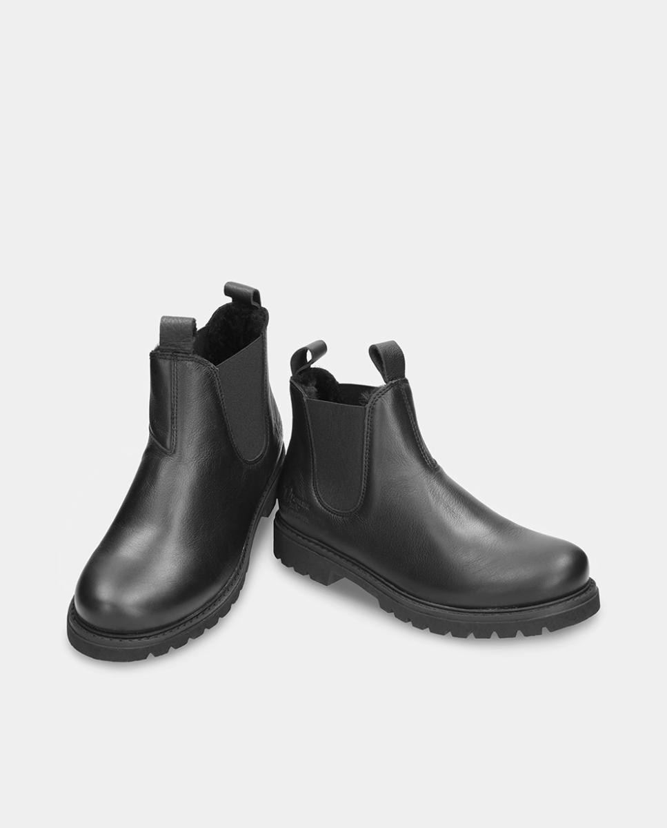Botins em Pele com Forro de Pelo Sintético Preto-2