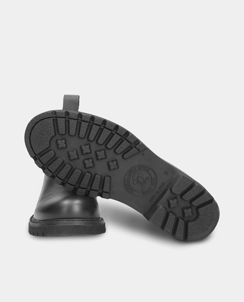 Botins em Pele com Forro de Pelo Sintético Preto-3